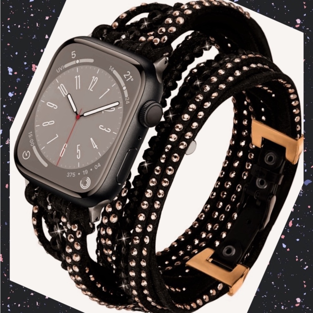 IWatch Multilayer Posh Suede Leather Wrap Band Inlaid With Gold Rivets By V-MORO